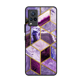 Purple Rhombus Marble Vivo V21 Glass Back Cover Online