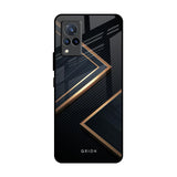 Sleek Golden & Navy Vivo V21 Glass Back Cover Online