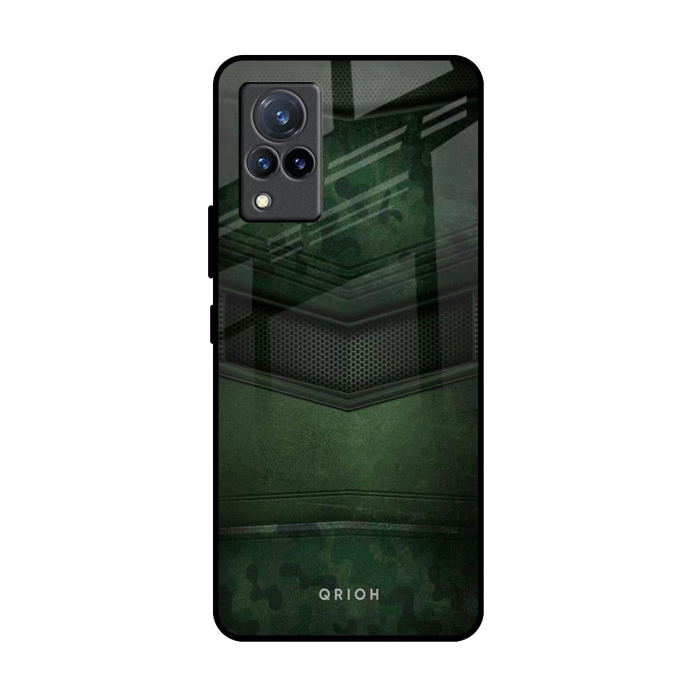 Green Leather Vivo V21 Glass Back Cover Online