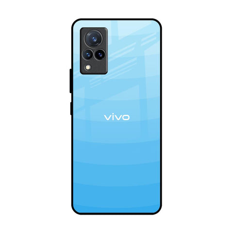 Wavy Blue Pattern Vivo V21 Glass Back Cover Online