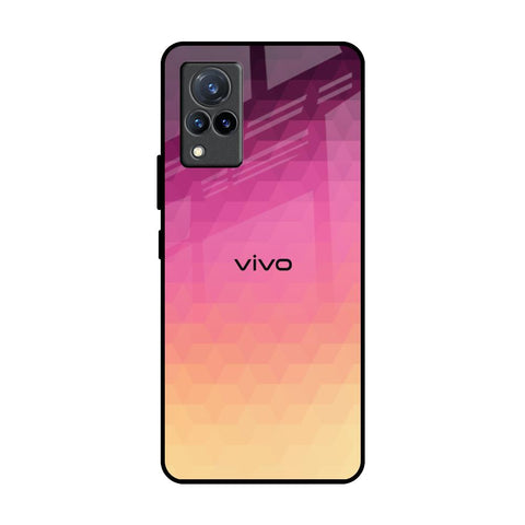Geometric Pink Diamond Vivo V21 Glass Back Cover Online