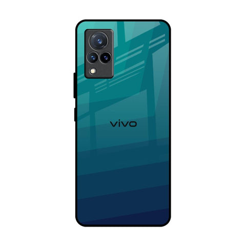Green Triangle Pattern Vivo V21 Glass Back Cover Online