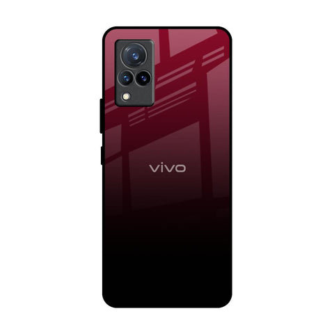 Wine Red Vivo V21 Glass Back Cover Online