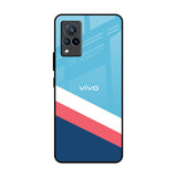 Pink & White Stripes Vivo V21 Glass Back Cover Online