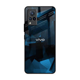 Polygonal Blue Box Vivo V21 Glass Back Cover Online