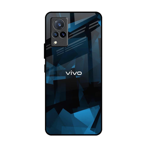 Polygonal Blue Box Vivo V21 Glass Back Cover Online
