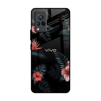 Tropical Art Flower Vivo V21 Glass Back Cover Online