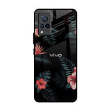 Tropical Art Flower Vivo V21 Glass Back Cover Online