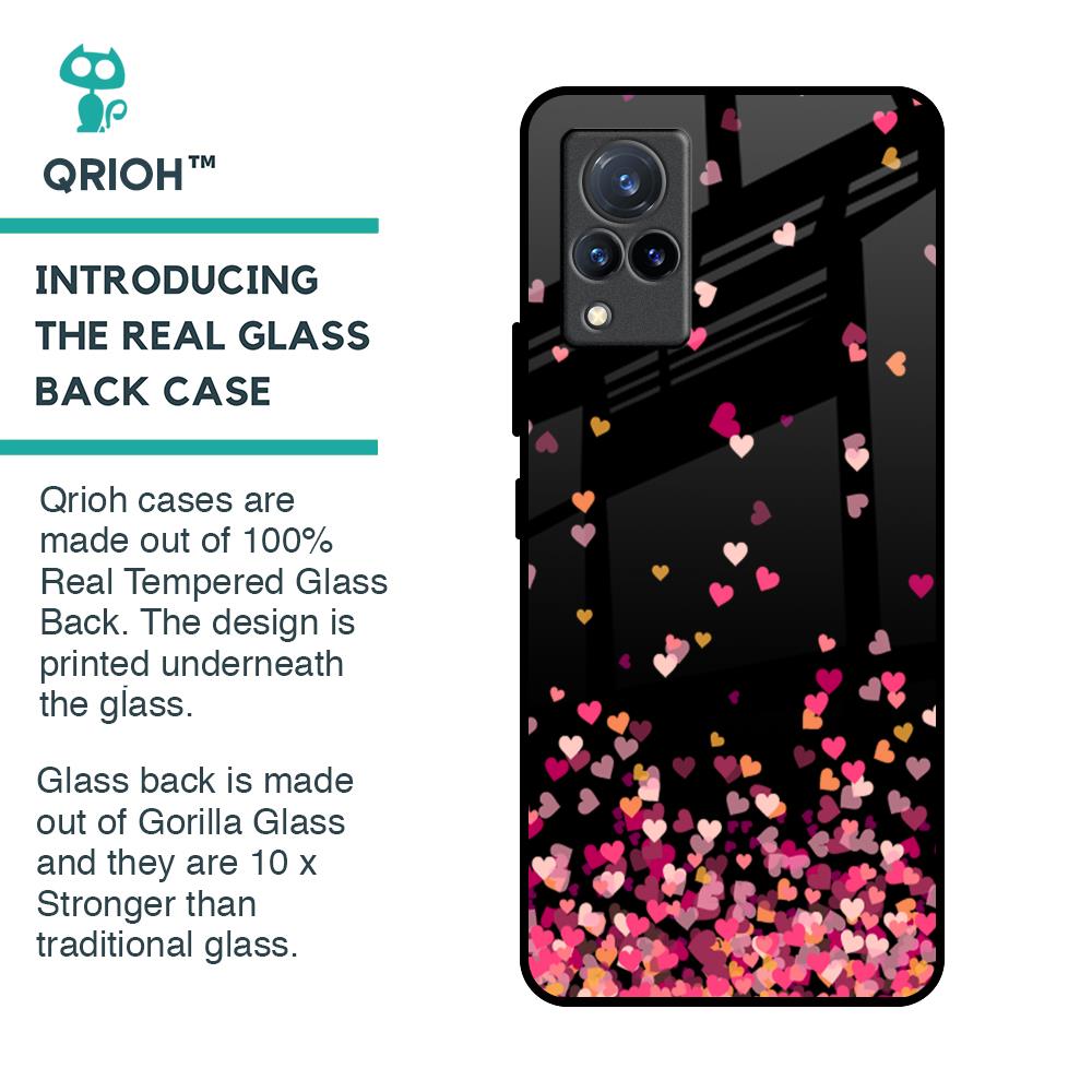 Heart Rain Fall Glass Case For Vivo V21