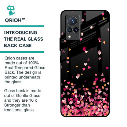 Heart Rain Fall Glass Case For Vivo V21