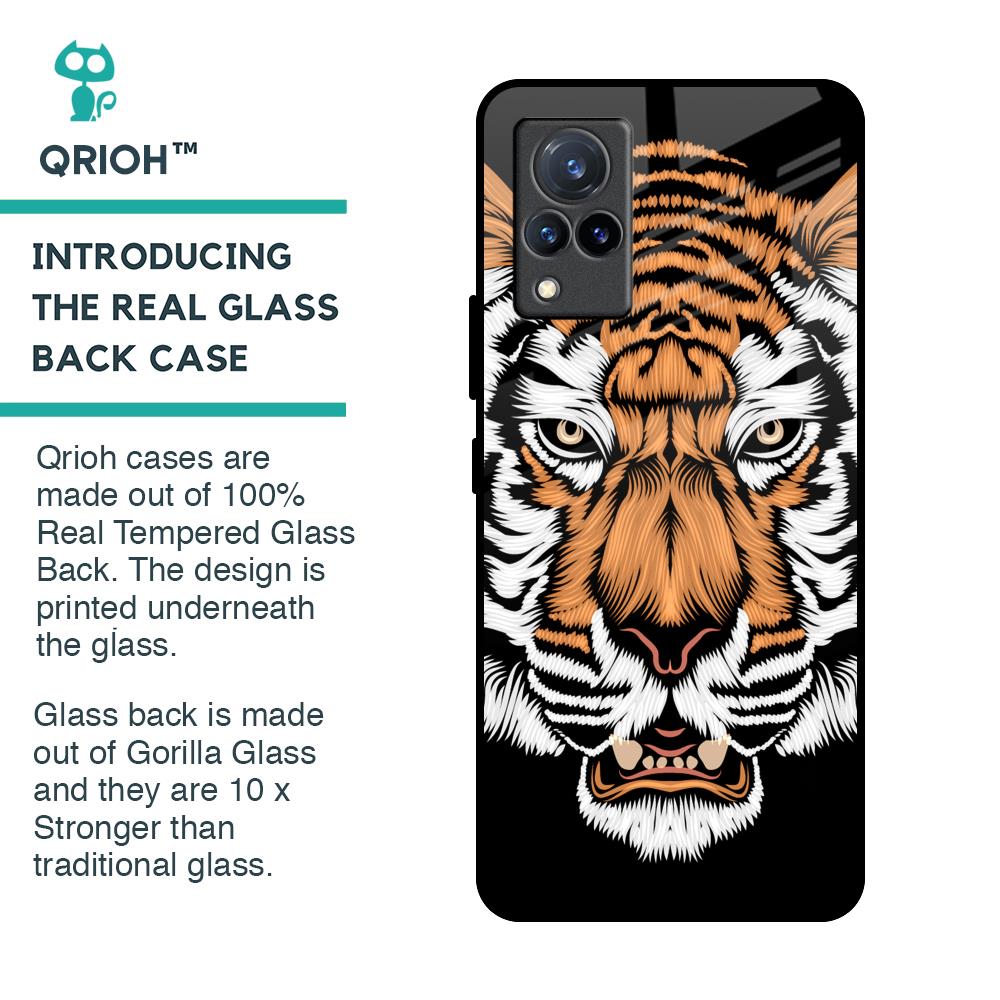 Angry Tiger Glass Case For Vivo V21