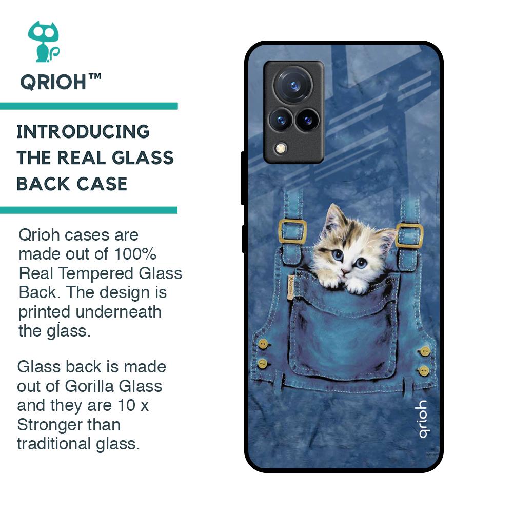 Kitty In Pocket Glass Case For Vivo V21