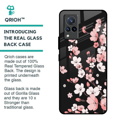 Black Cherry Blossom Glass Case for Vivo V21