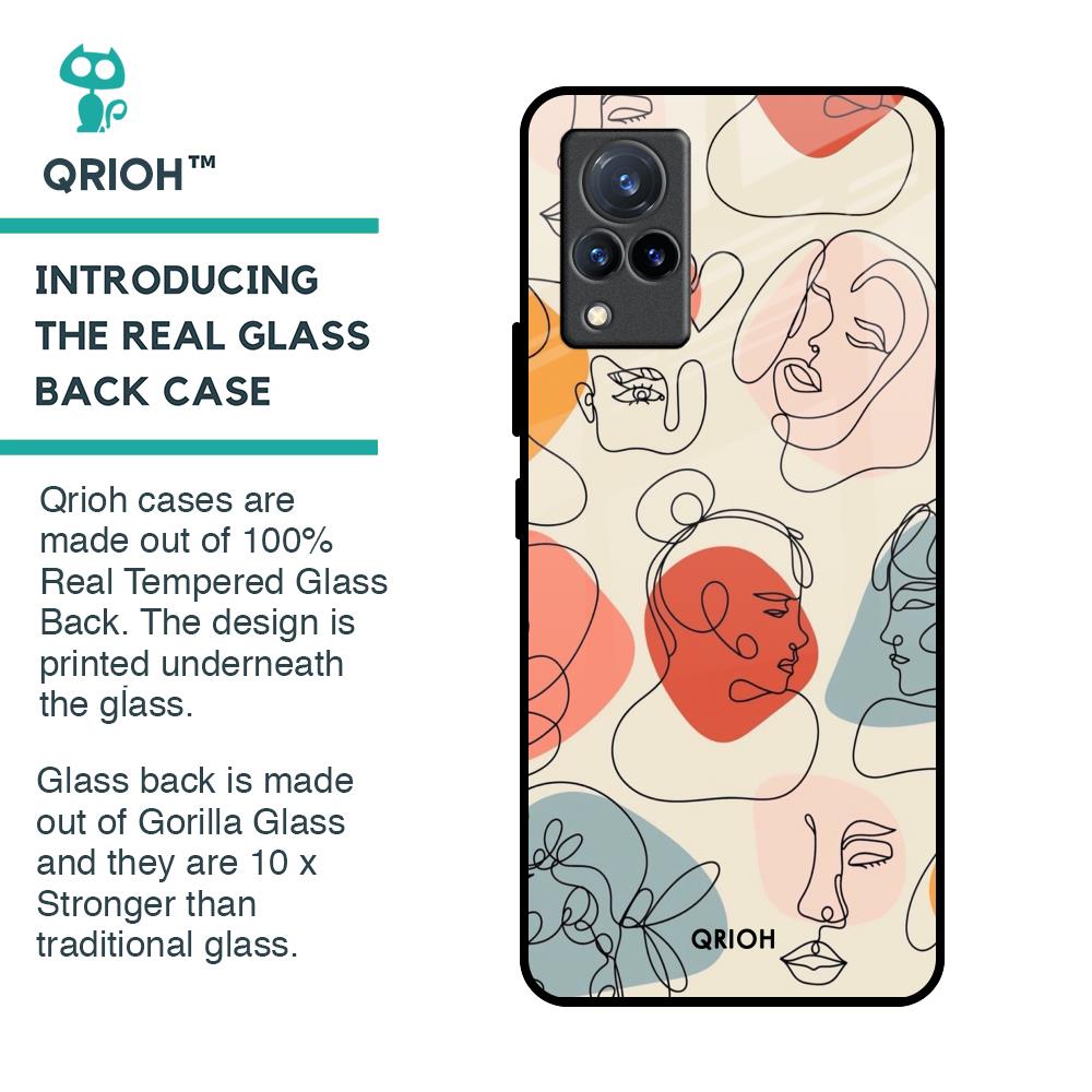 Abstract Faces Glass Case for Vivo V21