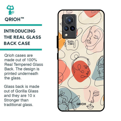 Abstract Faces Glass Case for Vivo V21
