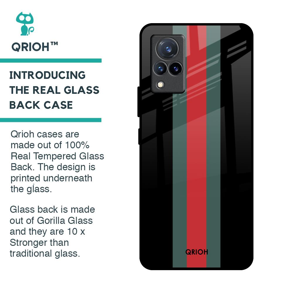 Vertical Stripes Glass Case for Vivo V21