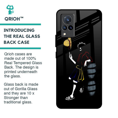 Luffy Line Art Glass Case for Vivo V21