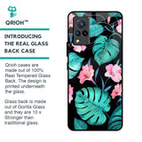 Tropical Leaves & Pink Flowers Glass Case for Vivo V21