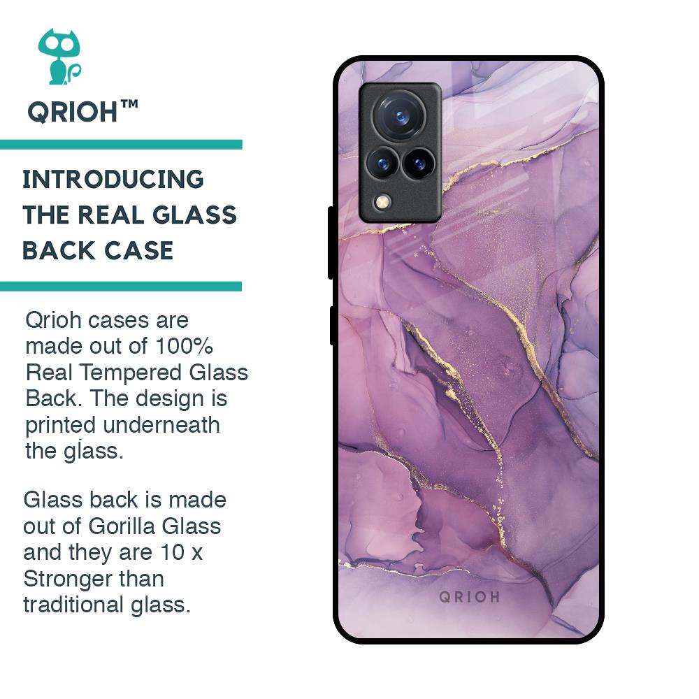 Purple Gold Marble Glass Case for Vivo V21