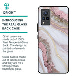 Pink & Gold Gllitter Marble Glass Case for Vivo V21