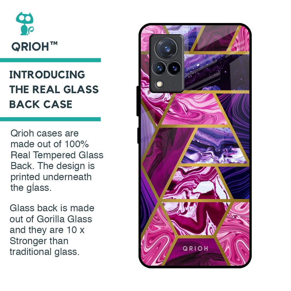 Electroplated Geometric Marble Glass Case for Vivo V21