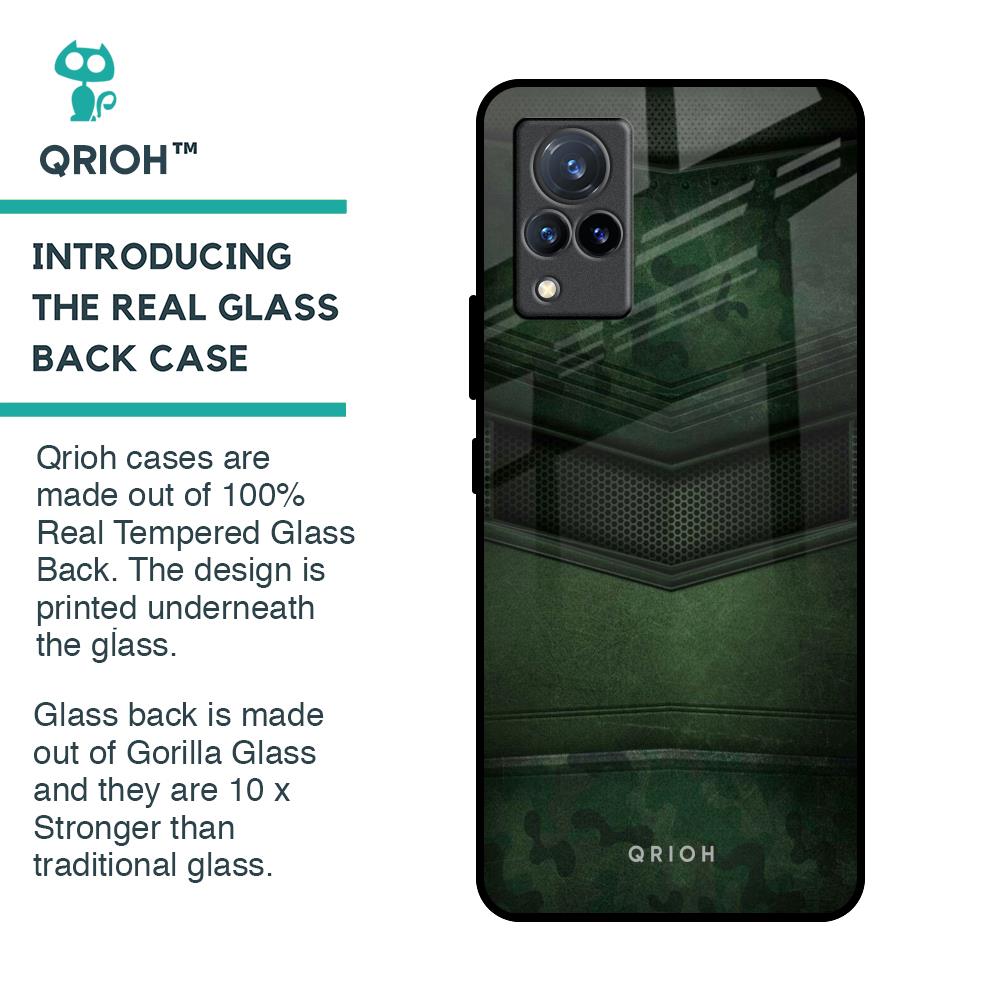 Green Leather Glass Case for Vivo V21