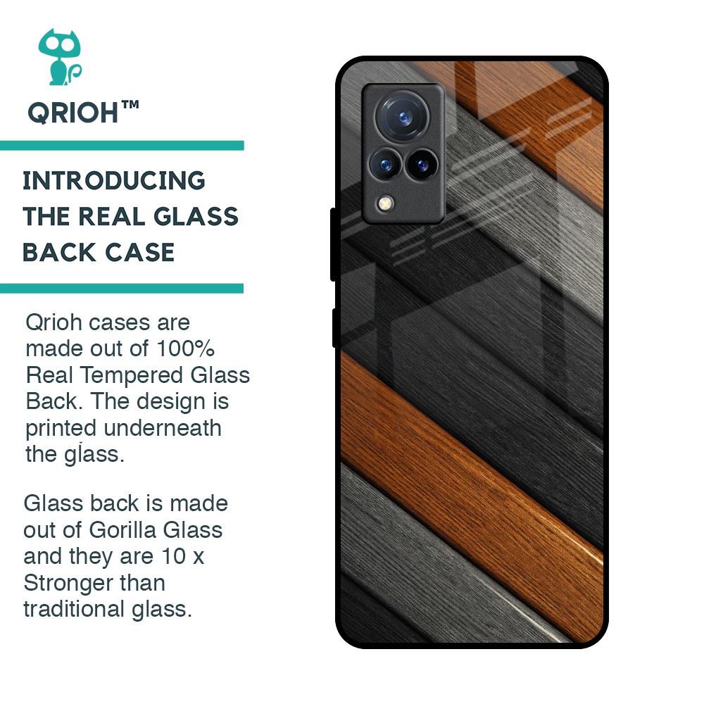 Tri Color Wood Glass Case for Vivo V21