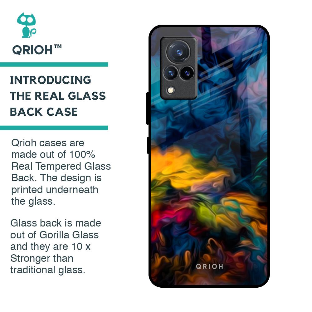 Multicolor Oil Painting Glass Case for Vivo V21