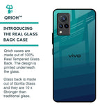 Green Triangle Pattern Glass Case for Vivo V21