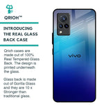 Blue Rhombus Pattern Glass Case for Vivo V21
