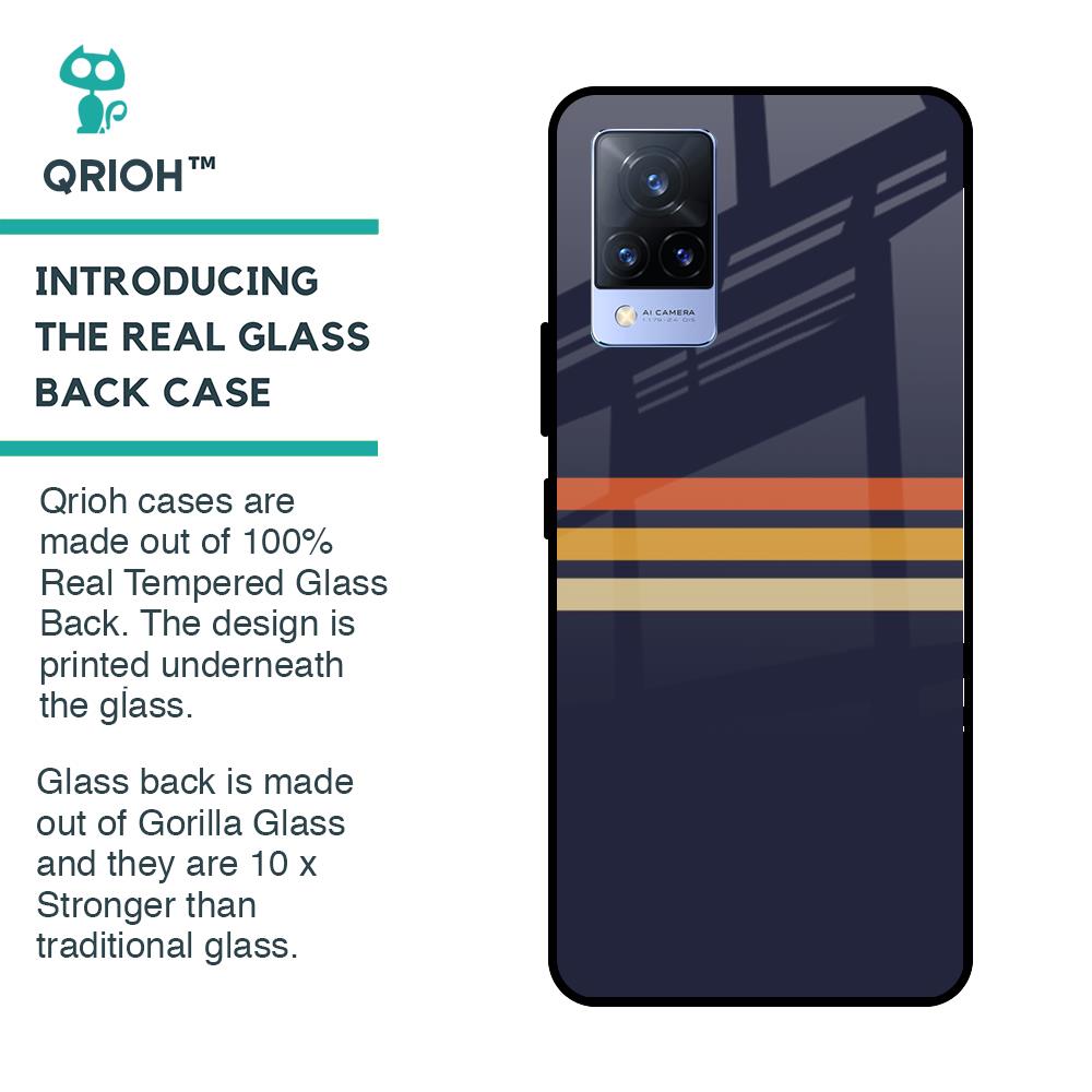 Tricolor Stripes Glass Case For Vivo V21