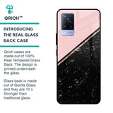Marble Texture Pink Glass Case For Vivo V21