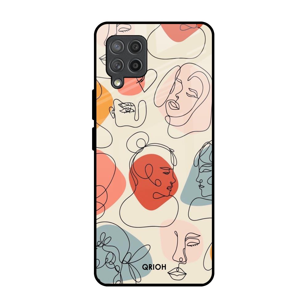 Abstract Faces Samsung Galaxy M42 Glass Back Cover Online
