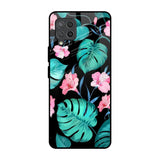Tropical Leaves & Pink Flowers Samsung Galaxy M42 Glass Back Cover Online