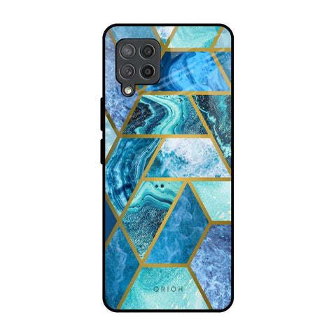 Turquoise Geometrical Marble Samsung Galaxy M42 Glass Back Cover Online