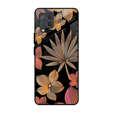 Lines Pattern Flowers Samsung Galaxy M42 Glass Back Cover Online