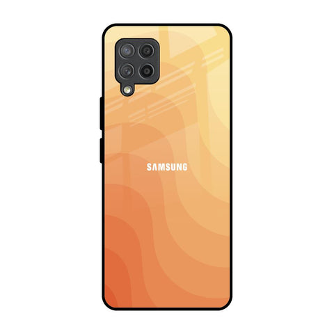 Orange Curve Pattern Samsung Galaxy M42 Glass Back Cover Online