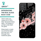 Floral Black Band Glass Case For Samsung Galaxy M42