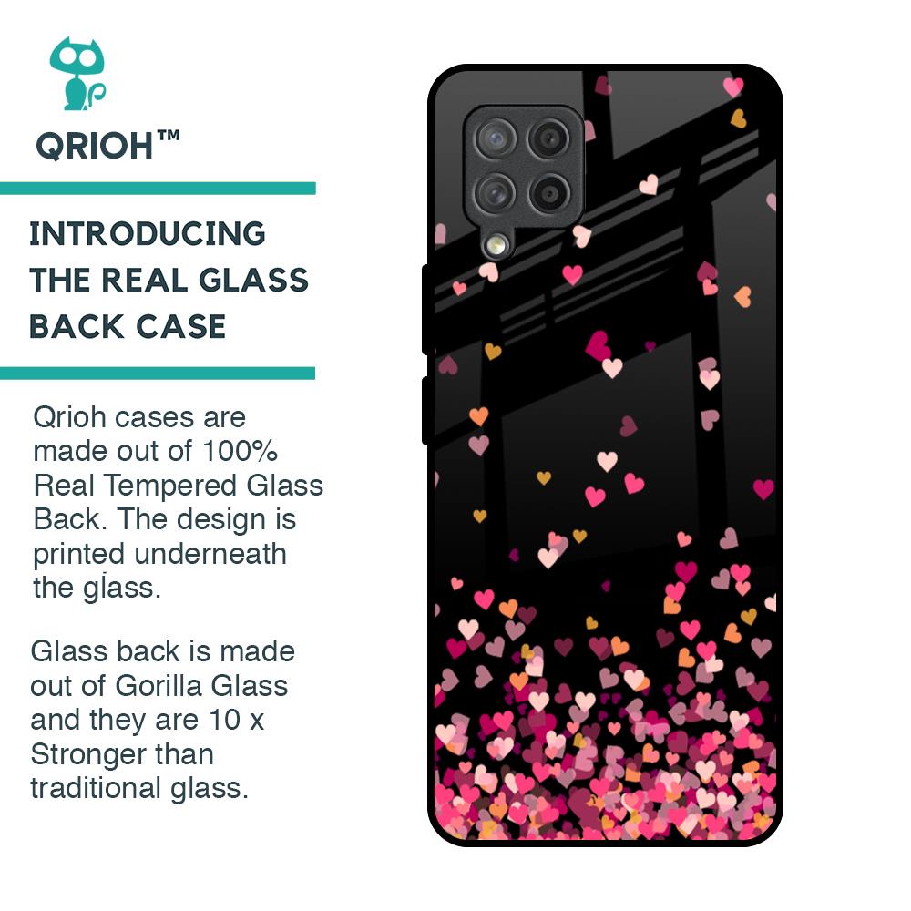 Heart Rain Fall Glass Case For Samsung Galaxy M42