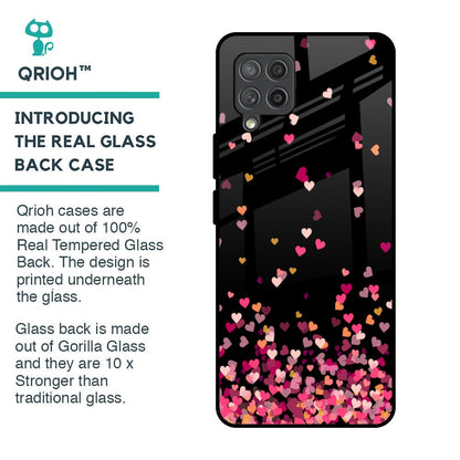 Heart Rain Fall Glass Case For Samsung Galaxy M42