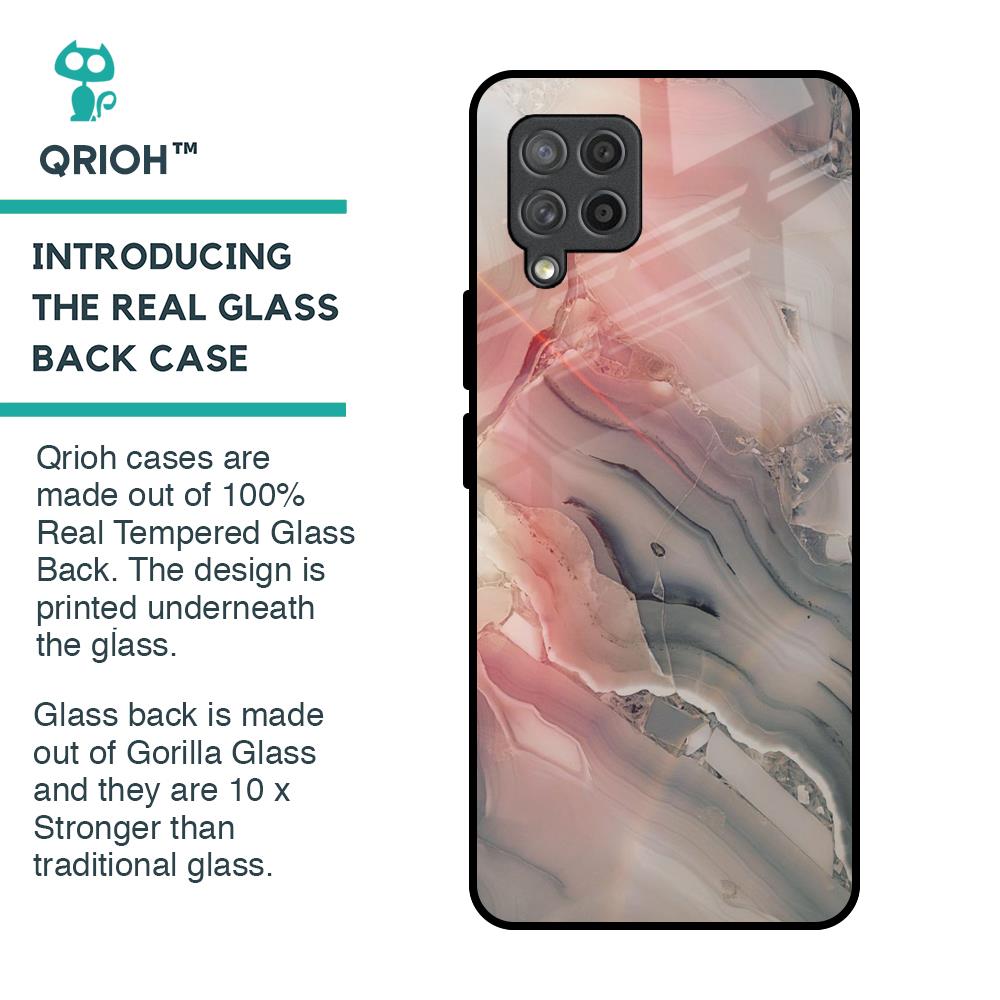 Pink And Grey Marble Glass Case For Samsung Galaxy M42