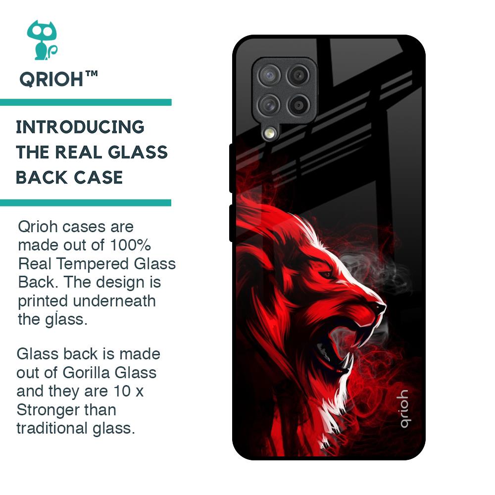 Red Angry Lion Glass Case for Samsung Galaxy M42