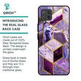 Purple Rhombus Marble Glass Case for Samsung Galaxy M42