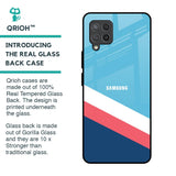 Pink & White Stripes Glass Case For Samsung Galaxy M42