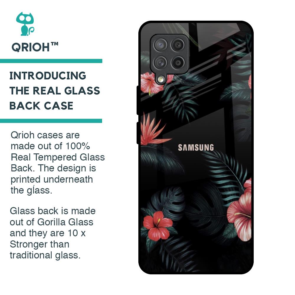 Tropical Art Flower Glass Case for Samsung Galaxy M42