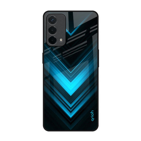 Vertical Blue Arrow Oppo A74 Glass Back Cover Online