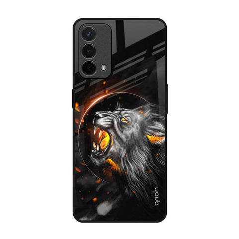 Aggressive Lion Oppo A74 Glass Back Cover Online