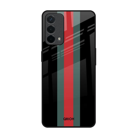 Vertical Stripes Oppo A74 Glass Back Cover Online