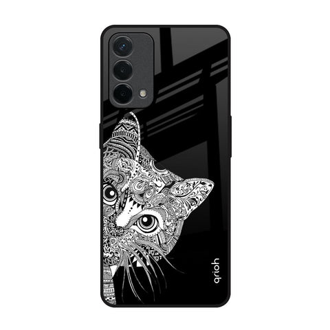 Kitten Mandala Oppo A74 Glass Back Cover Online