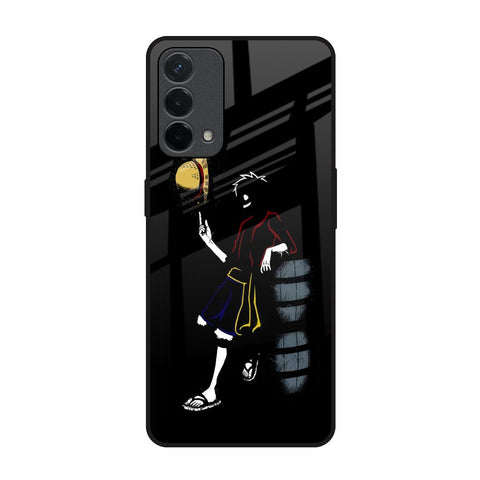 Luffy Line Art Oppo A74 Glass Back Cover Online